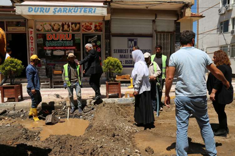 Çınar Belediye Başkanı Parke Taşı Çalışmalarını Denetledi